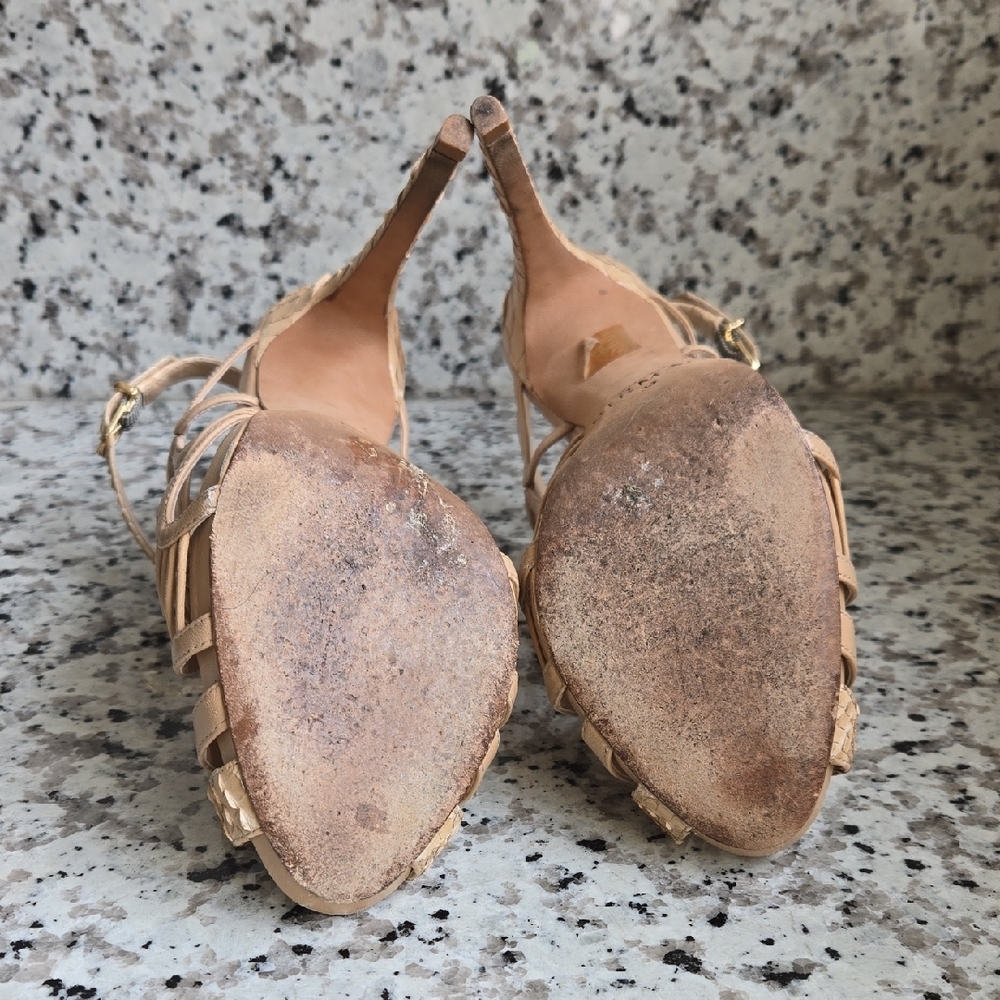 Elegant Tan High Heel Sandals - Picture 11 of 13